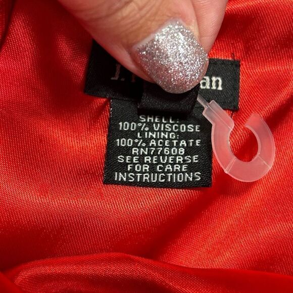 J Peterman Red Floral V Neck Sleeveless Midi Dress Women’s Size 4 - Picture 14 of 15